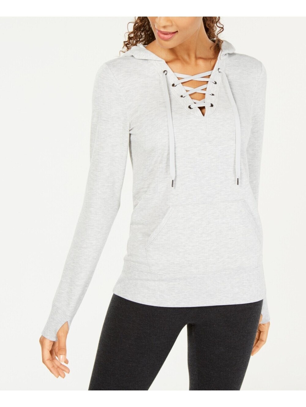 Ideology Womens Lace-Up Hoodie Size M